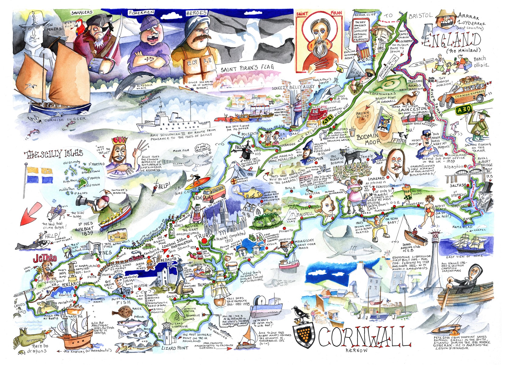Cornwall Fun Map Cornwall Map Blome's Map Of Cornwall — Bryars & Bryars