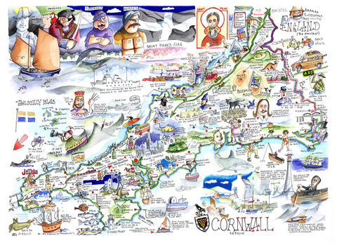 MAP OF CORNWALL Giclée Print limited edition of 300