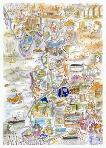 MAP OF LANCASHIRE Giclée Print limited edition of 300